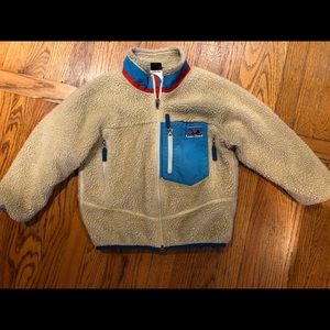 Patagonia brand cream colored fuzzy boys 8 jacket